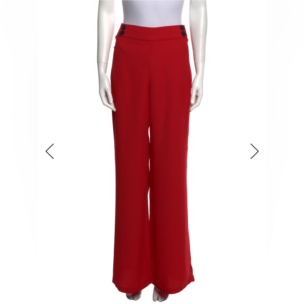 Veronica Beard Red Wide-Leg Trousers